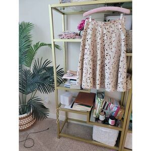 Ann Taylor Eyelet Cutout Cream Pleated Skirt